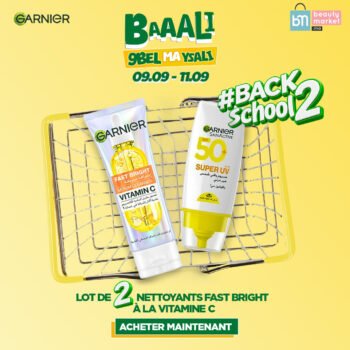 Garnier Pack Fast Bright Serum Cleanser Vitamin C 100ml + Super uv invisible sunscreen spf 50